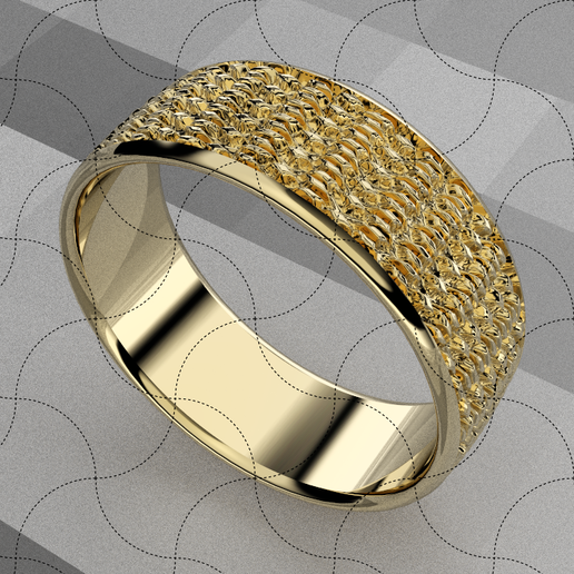 Fine Jewelry, Pixel Texture Ring 3D model