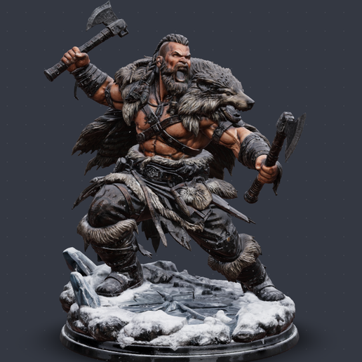 tyityi.png Wolfborn Berserker – Dual Axe Warrior STL