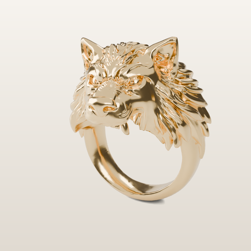 Wolf Head Ring – Chunky Animal Ring STL (US 5-13)