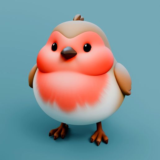 Robin Bird Christmas Figurine STL – Chubby Robin 3D Print for Festive Shelf Display