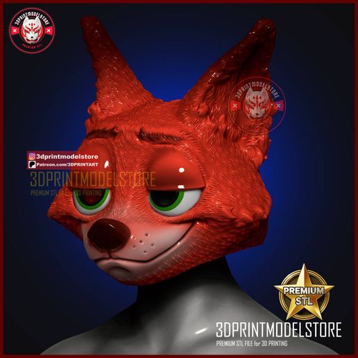 🦊 Nick Wilde Fox Mask Zootopia Cosplay Halloween Comiccon・ 3D 3D
