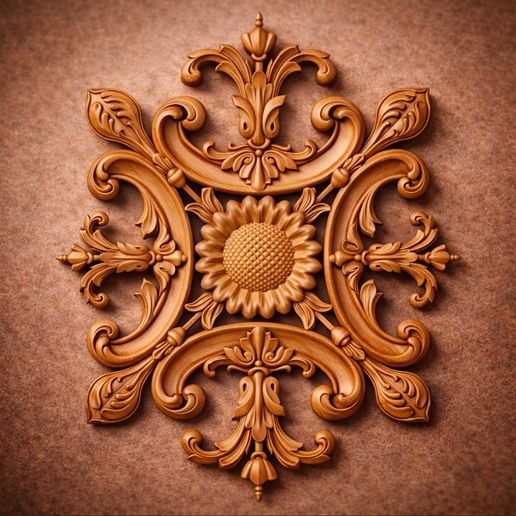Baroque Floral Medallion STL | CNC Ceiling Panel