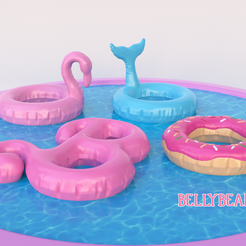 Barbie_03.png STL file Barbie - Pool Party Swim Ring Set・3D printing template to download