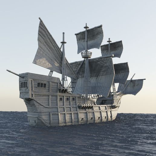 🎲 Medieval Carrack 28 MM Tabletop Terrain・ 3D File for ・Cults