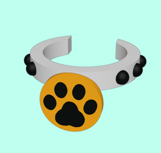 Necklace B6 - Raised Dog Paw (1) plaque (1) 3D model by Greenleen_Workshop