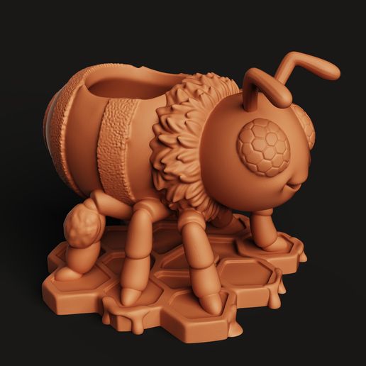Bumblebee Planter STL | Honeycomb Base 3D Print | Garden Art