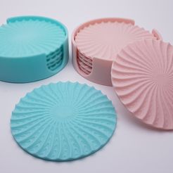 radial-wave-drinks-coasters-with-holder-3d-printing-186656.jpg STL file Radial drinks coasters with holder・3D printing design to download
