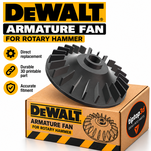DeWALT Rotary Hammer Armature Cooling Fan – 3D Printable Replacement Part