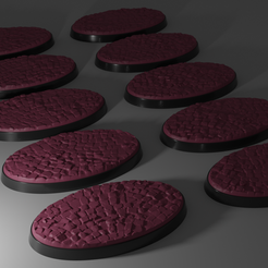 60x35-cobblestone-overview.png STL file 10X 60x35 bases with cobblestone (oval)・3D printing template to download, Mr_Crates