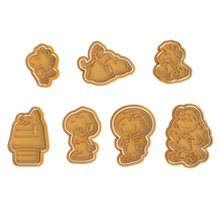 Snoopy-Set.png STL file Snoopy Cookie Cutter Set of 7・3D printing idea to download, dwain