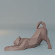 13.png Stretching cat low poly