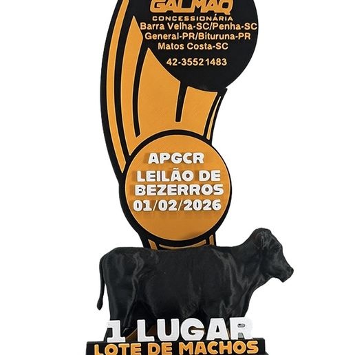 EDITABLE CATTLE AUCTION TROPHY