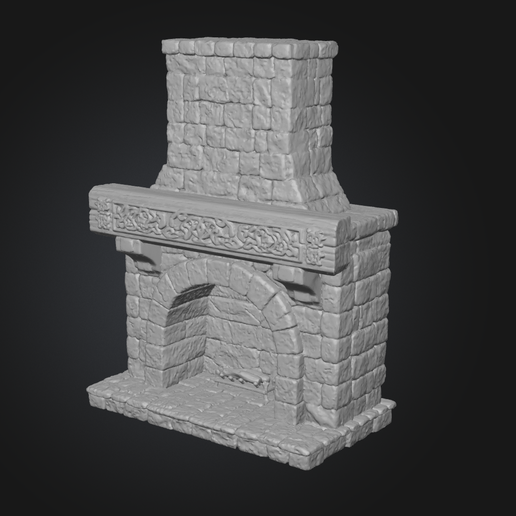4.png Mittelalterliche Feuerstelle aus Stein - 3D Druckbares Diorama & Tischdekoration