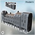1-PREM.jpg Set of modern multi-story buildings with colonnade passage and baroque tiled roofs (8) - Modern WW2 WW1 World War Diaroma Wargaming RPG Mini Hobby