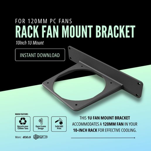 7.jpg 10-Inch 1U Rack Mount Fan Bracket for 120mm PC Fans - STL & 3MF Files, Custom Design for Homelab Cooling, Edge Computing, AI Rack Solutions, High-CFM Modular Build