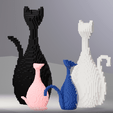 Cats-4.png Family of Cats - Family of Cats - Lowpoly - Wire - Pixel - 3D Model