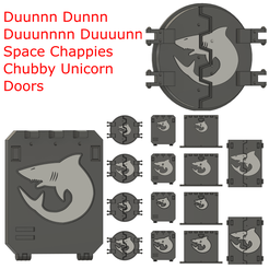Carcharadons-Chubby-Unicorn-Doors.png 3D file Duunnn Dunnn Duuunnnn Duuuunn Space Chappies Chubby Unicorn Doors - Carcharadons Rhino・3D printable design to download