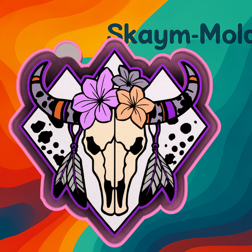 🐂🌸 Floral Longhorn Skull – Freshie, Ornament, Resin & Candle Mold 3D model