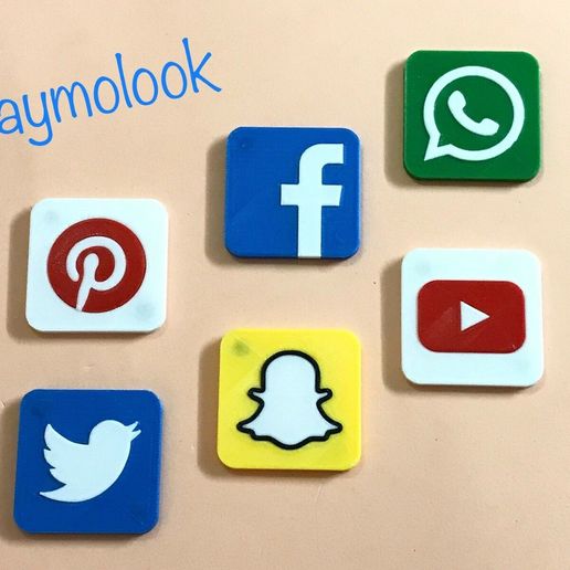 LOT OF 6 FRIDGE MAGNETS SOCIAL NETWORKS HOME OFFICE 3D model