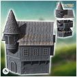 2.jpg Medieval house with round corner tower and thatched roof (32) - Medieval Middle Earth Age 28mm 15mm RPG Shire