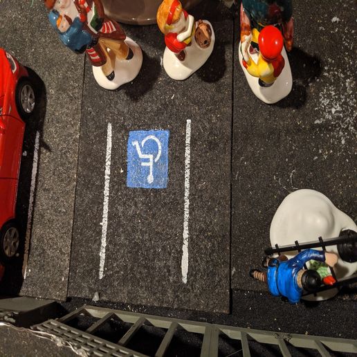 Model town parking lines and handicap sign stecils 3D model