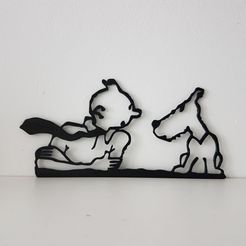 ttm1.jpg Free STL file Tintin and Snowy Silhouette・3D printable design to download