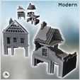 1-PREM.jpg Set of two modern ruined houses with exposed framework and ground-floor shop (45) - Modern WW2 WW1 World War Diaroma Wargaming RPG Mini Hobby