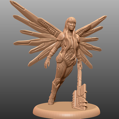 1.png Free STL file Cyberpunk Angel - Tabletop Miniature・3D print design to download