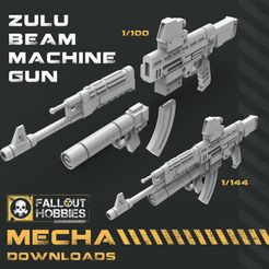 y 4) BEAM MACHINE Te] { > F\ekoe fy HOBBIES: DOWNLOADS Файл 3D Пулемет Zulu Beam・Шаблон для 3D-печати для загрузки