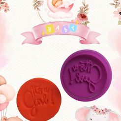 Invitación-Vertical-Baby-Shower-Floral-Rosa.jpg STL file CookieCutter Its a girl babyshower Cortador de galleta・3D print object to download