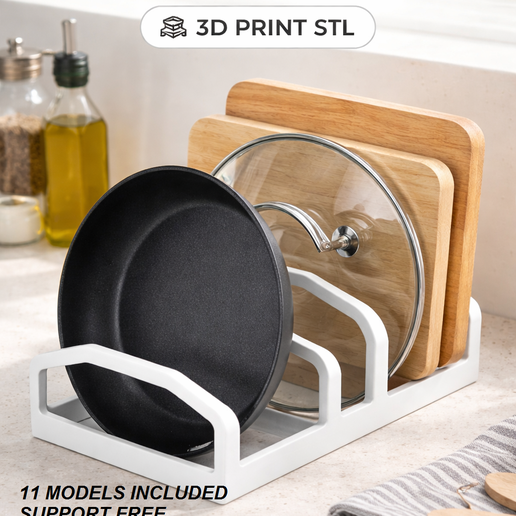 Kitchen Organizer Bundle – Modular Pan & Lid Rack STL Pack