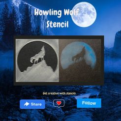 Howling-Wolf-Stencil.jpg Archivo STL Plantilla de lobo aullador・Objeto imprimible en 3D para descargar, 112bluelake