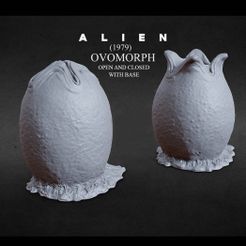 EGG-WITH-BASE-TWO-PACK-CULTS3D.jpg STL-Datei 3D DRUCKBARE OFFENE UND GESCHLOSSENE ALIEN EI OVOMORPH MIT BASIS・Modell zum Herunterladen und 3D-Drucken