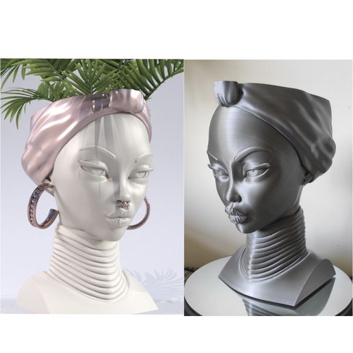African Girl Flower Pot
