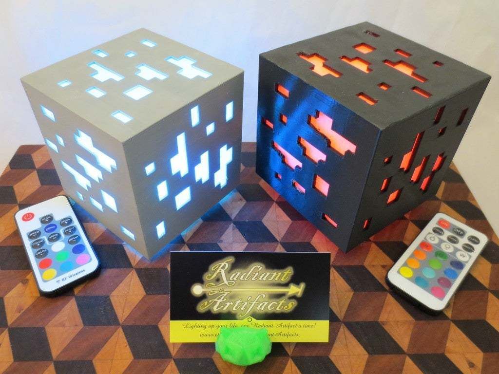 Download Free Stl File Minecraft Inspired Ore Cube Led Lamp Usb Remote Or Batteries 3d Printing Template Cults