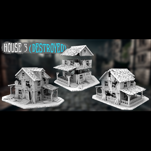 Ruined Classical House 3 (28 mm and 32 mm ) 3D model