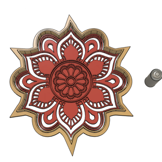 Mandala Floral Cutter with Stamp 3D model