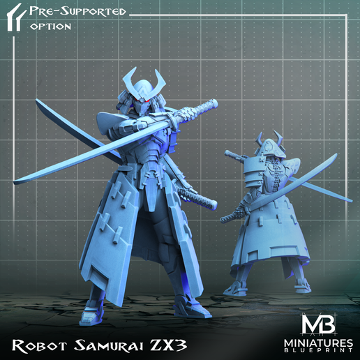 🤖 Robot Samurai ZX3・ 3D File for 3D printing・Cults