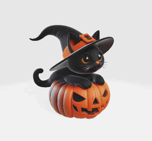 Witchs GhostCat on a Pumpkin