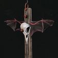 5a.jpg Voodoo Cross, Black Magic Cross, Raven-Skull-Batwings Cross (second Generation Model!) 6.75", 17 cm tall