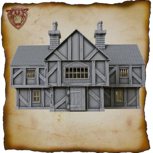 Manor House STL - Tudor Timber Frame Noble Estate Terrain Medieval Tudor Grand Estate Building