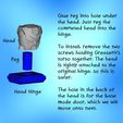 Head Hinge Glue Peg into hole under the head. Just Peg the comPleted head into the hinge. To install. remove the two screws holding Greasepit's torso together. The head is tightly attached to the original hinge, so this ts safer. The hole in the back of the head is for the base mode door. which We will move onto next. Transformers Earthrise - Greasepit Upgrade Set