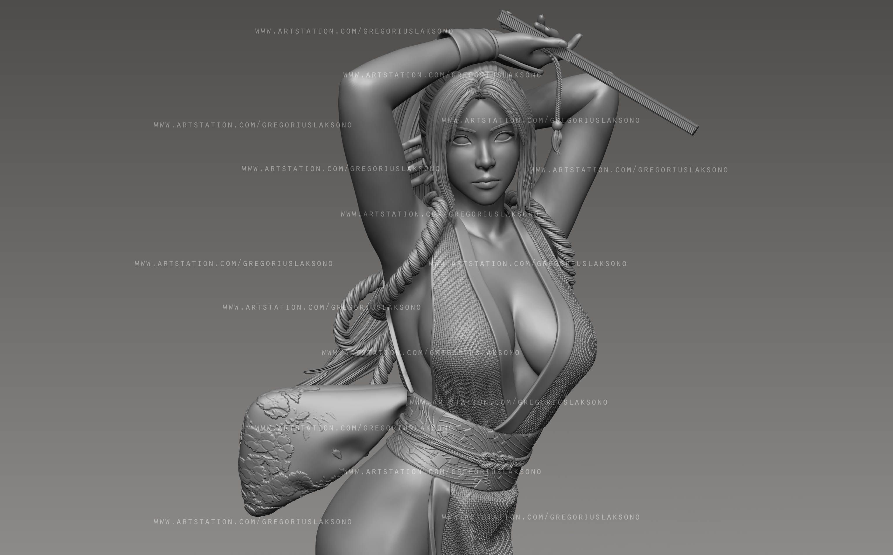 mai8.jpg Descargar archivo Mai Shiranui King of Fighters Fan Art Statue 3d Printable 3D print model • Plan para la impresión en 3D, Gregorius_Pambudi
