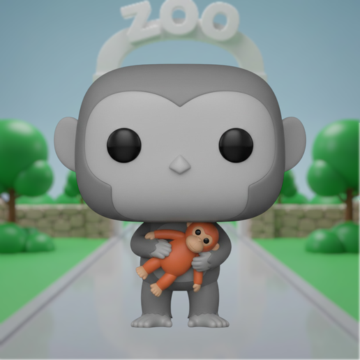 Baby Monkey with Plushie Mom Funko Style Figure – Cute Emotional