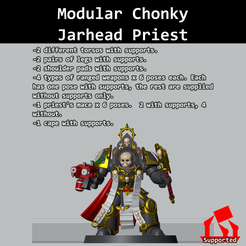 Modular Chonky Jarhead Priest 2 CAGIEREHS Garses tHE SIPRAFESS C2¥painsvotplegsawithssupportst 2 sioner pads (Ath eIEPORES. 4A Ges OF TEhs=4) (EEPenS & G poses Gach. Gach TES ona Pose tt SIpports, the ras’ are erppiiiad CRs GEPOPES Calbyo of PRiase’s MGS 3G PessSo 8 CE SIEPaS G RYU] eXeLen rr) Archivo 3D Sacerdote Modular Chonky Jarhead・Idea de impresión 3D para descargar