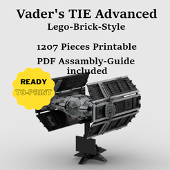 Lego-Vorlage.png Fichier 3D Lego Style Brick Vader-Tie・Modèle pour impression 3D à télécharger