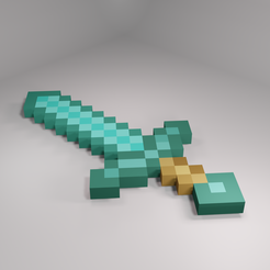 Espada-de-diamante.png STL file minecraft diamond sword/ Minecraft Diamond sword・3D printer model to download