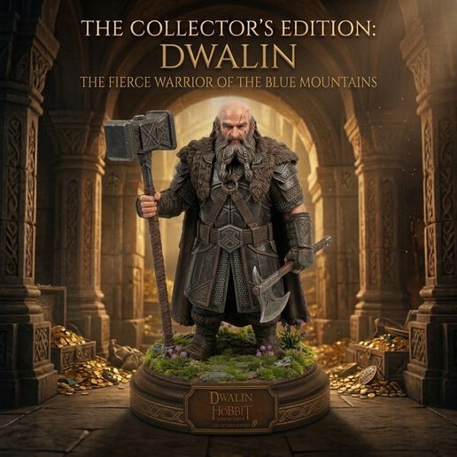 Dwalin The Dwarf The Hobbit Warrior Collector Statue 3D Model OBJ RAR