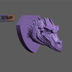 Dragon.JPG Free STL file Dragon Head Wall Mount (Trophy)・3D printable design to download