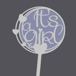 02-its-a-girl-hearts.jpg Baby shower cake topper - It's a girl hearts